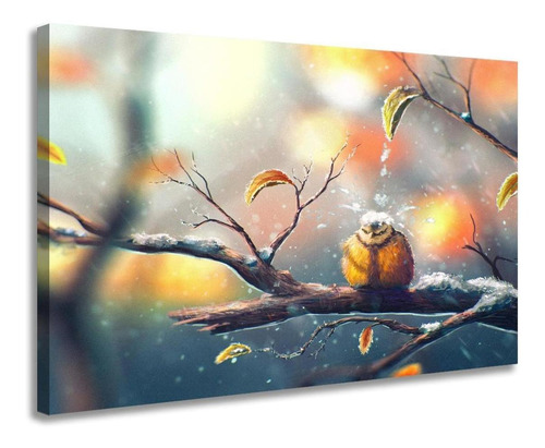 Quadro Decorativo De Parede Tela Hd Pintura Pássaro Paigasem