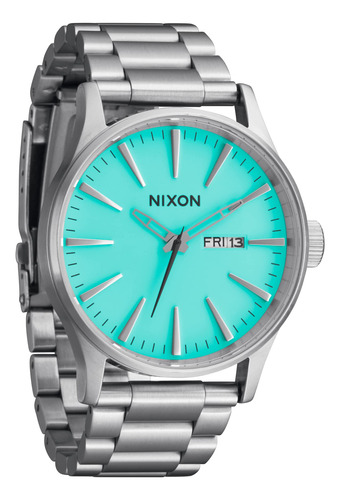 Reloj Nixon Sentry Ss A356 Plateado/turquesa Para Hombre