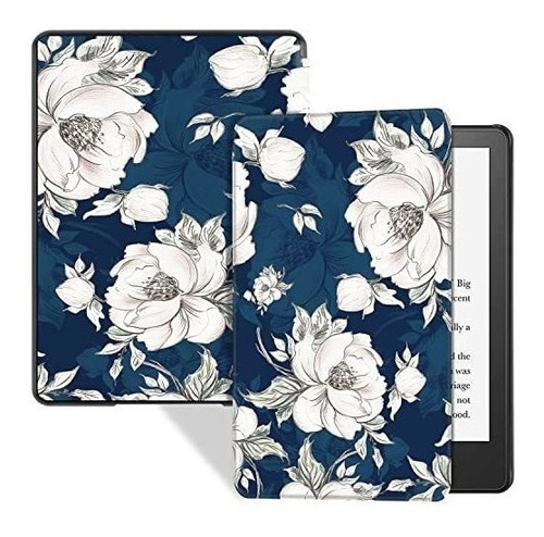 Funda Para Kindle Paperwhite 11va Gen-2021 Floral Azul Blanc