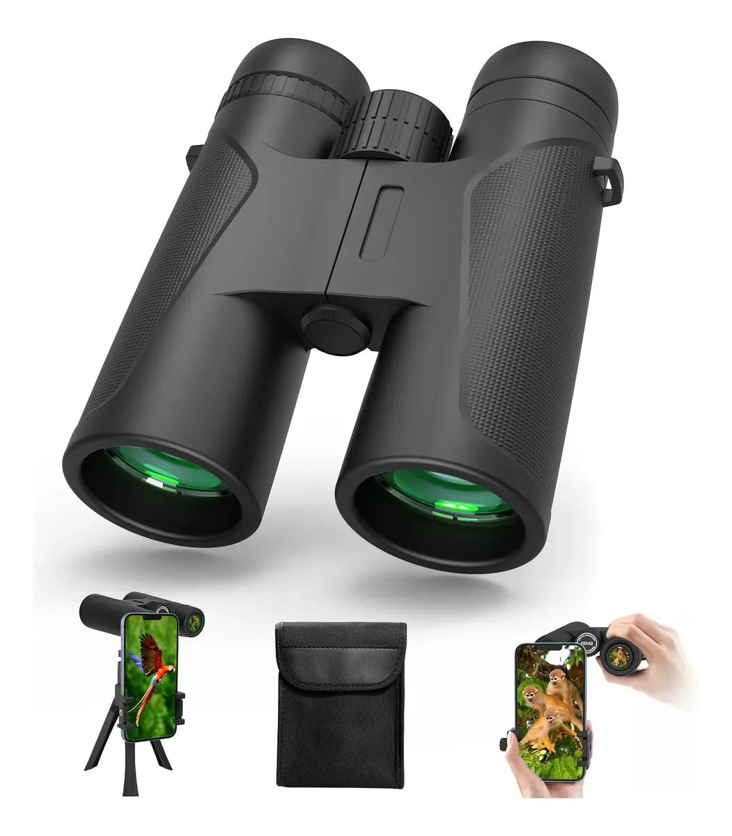 Binóculos 10x42 com Adaptador para Celular e Tripé, Óptica BAK4 e Revestimento FMC para Observação de Pássaros