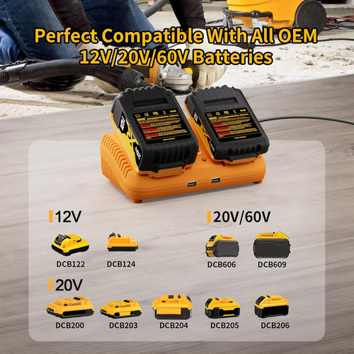 Cargador Dual Reemplazo P/ Baterías Dewalt Dcb102 De 12v/20v