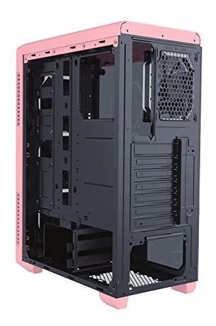 Imagen 6 de 8 de Gabinete Gamer Rosa Apevia Aura Vidrio Templado Coolers Rgb