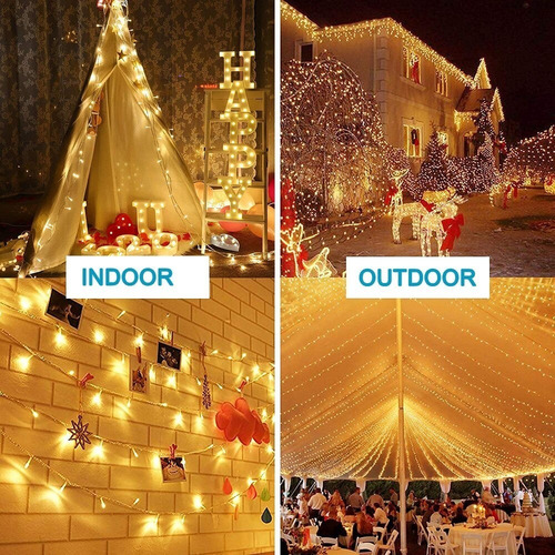 Imagen 3 de 7 de Guirnalda 50 Metros Blanca Cálida 500 Led Navidad Oferta