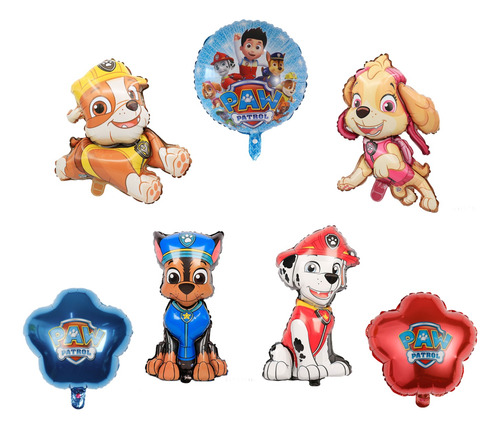 Globos De Paw Patrol Para Decoración De Cumpleaños 7pcs