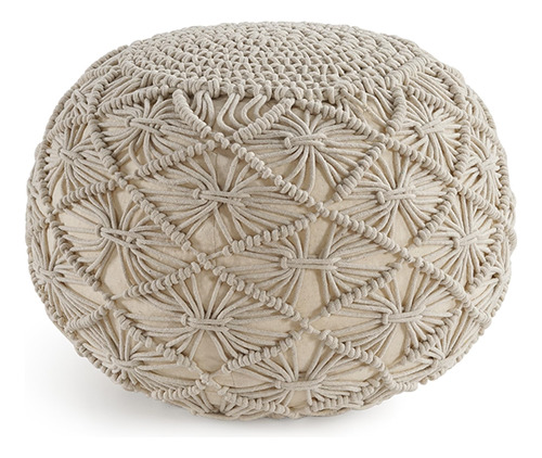 Puf Otomano Macrame Lino - Reposapies Tejido Sofa