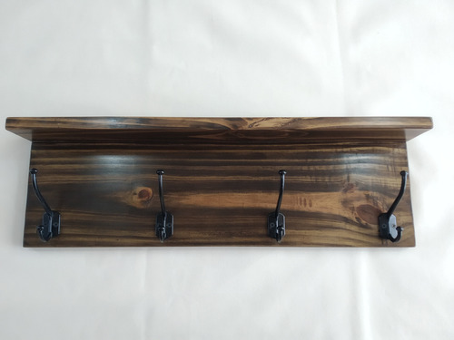 Perchero En Madera Grande Ganchos De Metal 6