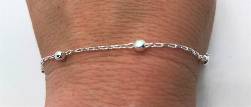 Imagem 5 de 9 de Pulseira Bolinha 3mm Prata 925 Maciça Cx Vermelha
