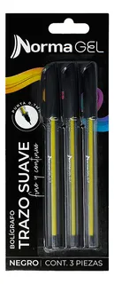 Plumas De Gel Lapiceros Fino Negros Punta 0.7mm 3 Piezas
