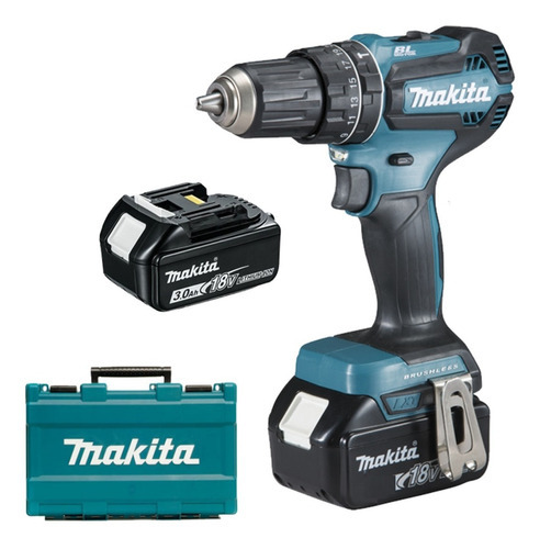 Taladro Percutor Inalambrico 18v 50 Nm Makita Dhp485rfe Color Turquesa