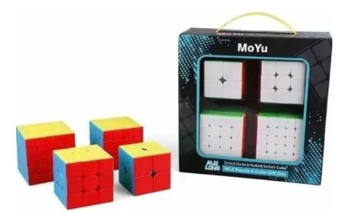 Kit Cubo Mágico Moyu 2x2 + 3x3 + 4x4 + 5x5 Profissional