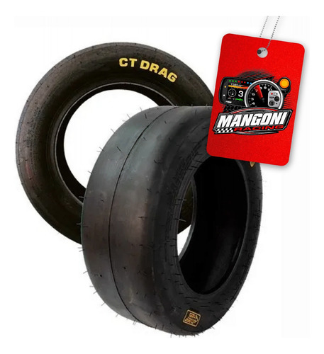 Par De Pneu Arrancada Ct Drag Ag Slick 24,5 9.0 Aro 15 Pista Cor Preto