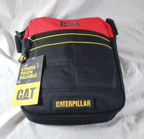 Imagen 5 de 7 de Morral Caterpillar Porta Tablet iPad 9¨ Negro Franja Roja