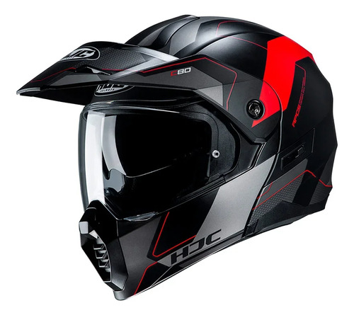 Casco Hjc C80 Rox Negro Rojo Gris