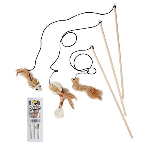 Set De 3 Juguetes Para Gato En Sisal Natural Con Ratón Ave