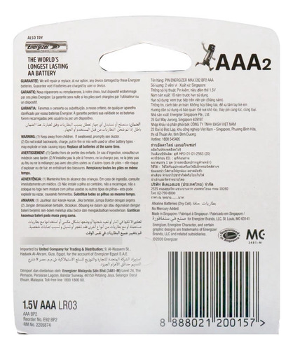 Batería Pila Energizer Max Aaa2 Original