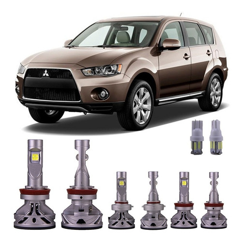 Kit Farol Led 13200lm Outlander 2010~2013 Alto Baixo E Milha