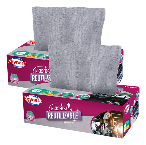 Paños Limpieza Hogar Multiusos 2 Cajas Con 20 Pzas Reynera Gris