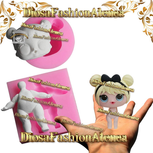 Molde Silicona Muñeca Lol Repostería Porcelana Fondant Rosa