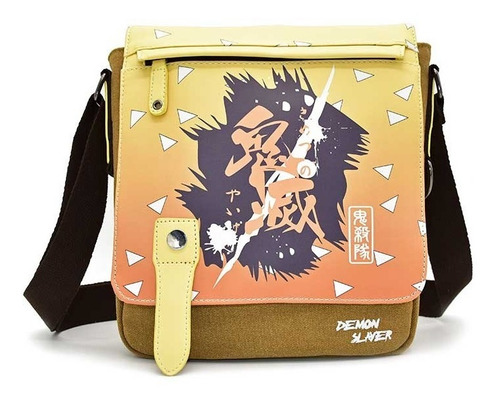 Imagen 1 de 5 de Demon Slayer / Kimetsu No Yaiba Canvas Bag + Pu Bolso Hombro