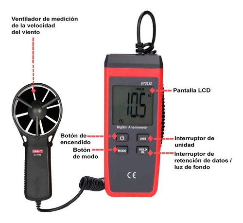 Anemómetro Digital Ut363s Uni-t - Mihaba