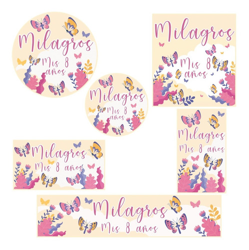 Kit 180 Stickers Mariposas Flores Troquelados Candy Bar 