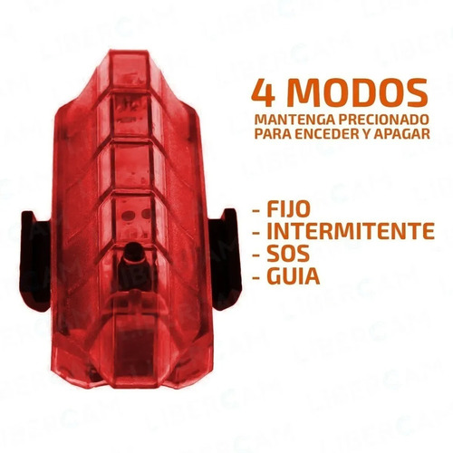 Imagen 5 de 8 de Luz Bici Auxiliar Inalámbrica Usb X 2 Blanco Y Rojo