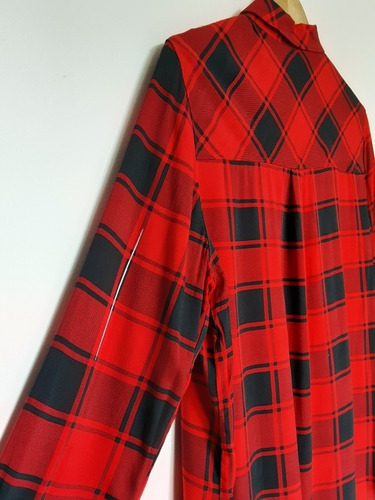 Camisa Estampado Cuadrille Bolsillos Delanteros, Talla Xxxl