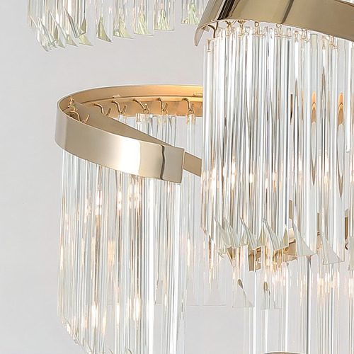 Pendente Lustre 200cm Metal Cristal Dourado Sindora Dcd06516 110v/220v