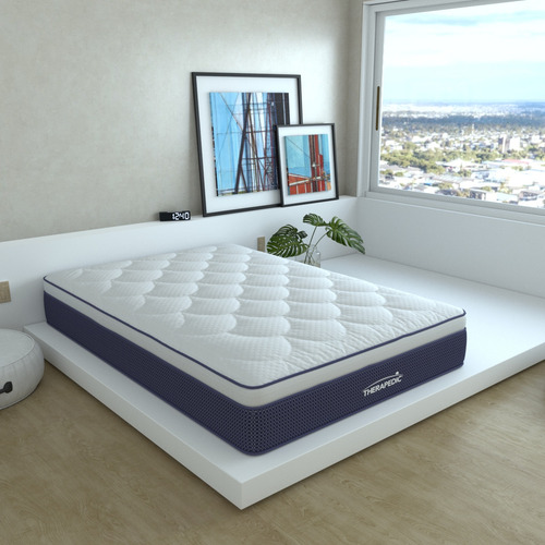 Colchón Queen Size Therapedic Balder Espuma Hipoalergénica Premium De Alta Densidad + 2 Almohadas Memory Foam