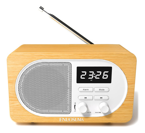 Enuosuma Altavoz Bluetooth Portatil Radio Fm Reloj Retro Usb