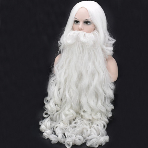 Peluca Navideña Para Cosplay, Barba De Papá Noel, Blanca, Ri
