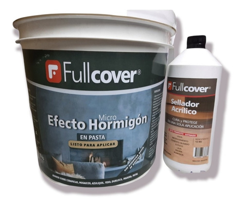 Revestimiento Efecto Hormigón Fullcover 10kg + Sellador 1lt