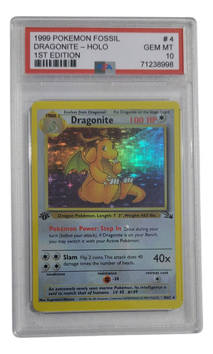 Dragonite Holo - Fossil Set 4/62 1999 Psa 10 - Proxy Premium Dragonite Inglés