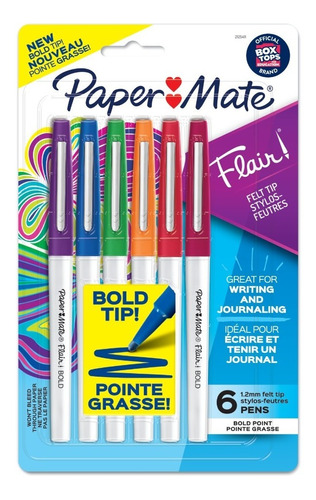 Paper Mate Flair Bold Tip Marcadores X6