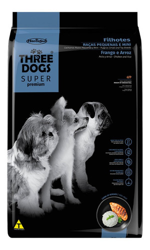 Imagen 1 de 2 de Comida Perro Three Dogs Cachorro Raza Pequeña 1kg