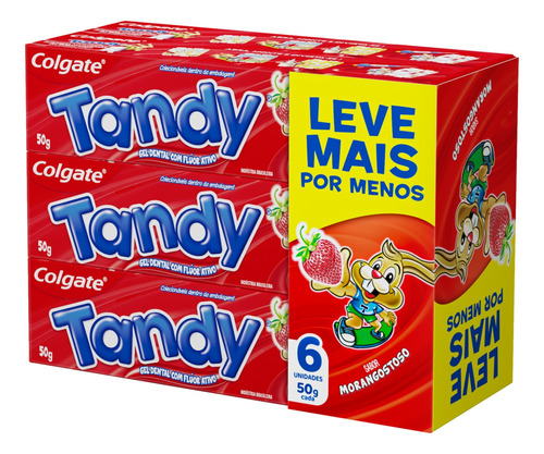 Pasta de dentes infantil Colgate Tandy Morangostoso  em gel  sem glúten pacote x 6 300 g