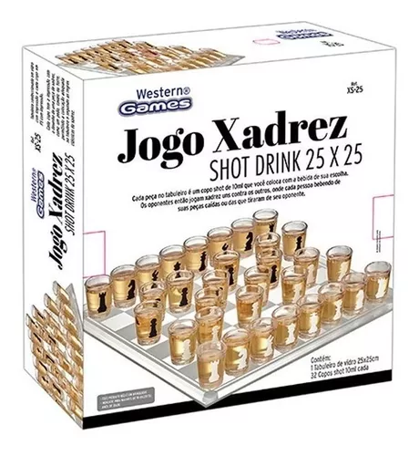 JOGO DE XADREZ SHOT DRINK TABULEIRO DE VIDRO - JOGO DE XADREZ SHOT DRINK  TABULEIRO DE VIDRO - TODOS