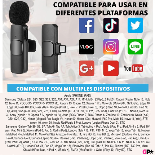 Par Microfonos Inalambrico Corbatero Usb Bluetooth P/ iPhone