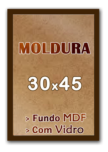 Kit 5 Molduras Quadros 30x45 Com Vidro Moldura Laqueada Cor Marrom-escuro