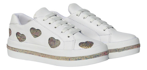 Tenis Para Dama Corazon Brillos Comodos Xv Años Boda Fiesta