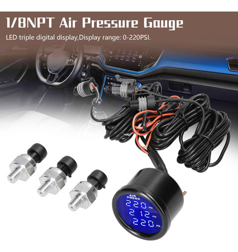 Manómetro De Presión De Aire Triple, 1/8npt, 3 Sensores, Med