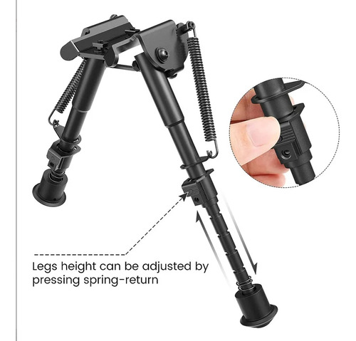 Bipode Táctico Picatinny 20mm Para Arma Larga Negro Plegable