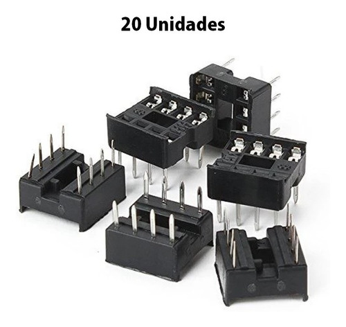 Base Para Integrado 8 Pines Dip-8 Socket 20 Unidades