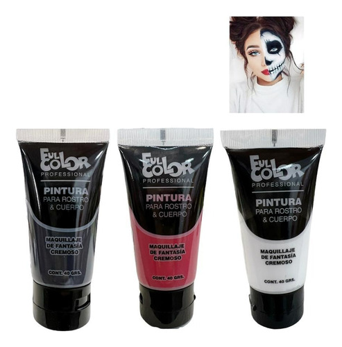 Pack Pinturas Faciales Maquillaje Fantasía Halloween 3pcs