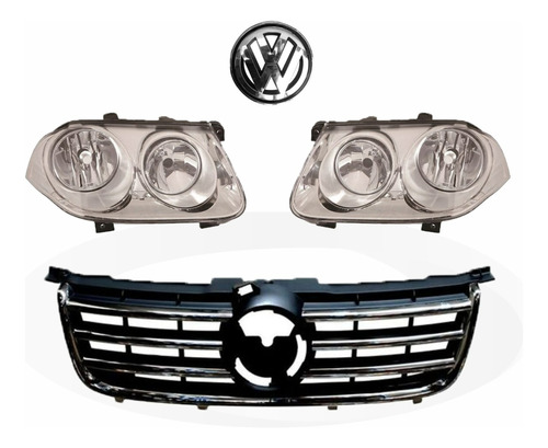 Faros Jetta Clasico Cromados Con Parrilla Y Emblema 08 - 15