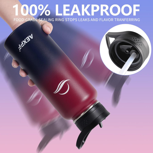 Botellas De Agua De 32 Oz Funda, Termo De Metal Pajita,...