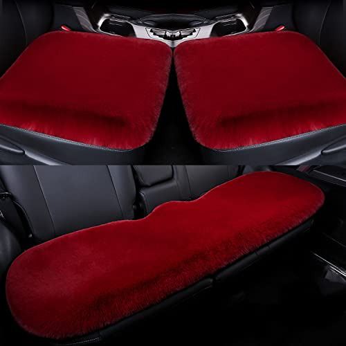 Egbang 1 Set 3 Pcs Soft Fluffy Auto Seat Cover Faux Wool A-