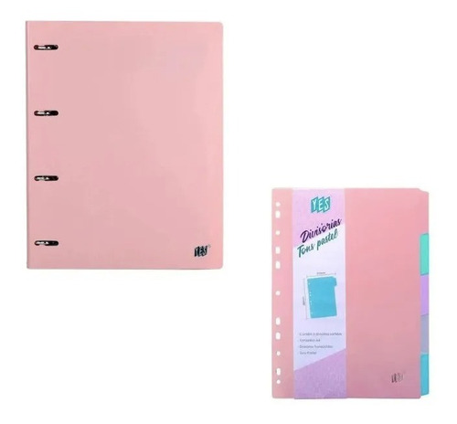 Fichário Caderno Argolado A4 Yes Rosa Pastel  + Div. Pastel