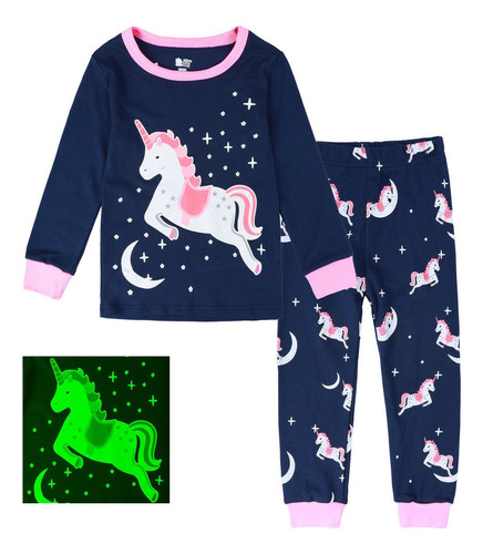 Pijama Niño Chicas Unicornio Lindo Casual Moda Ropa 2 Piezas
