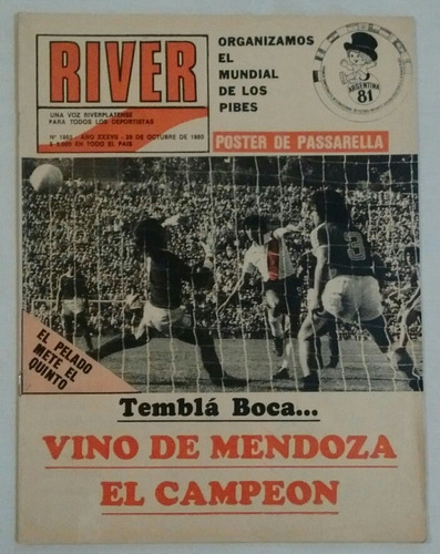 Revista River 1865 - Vs Independiente Rivadavia 1980 Fs